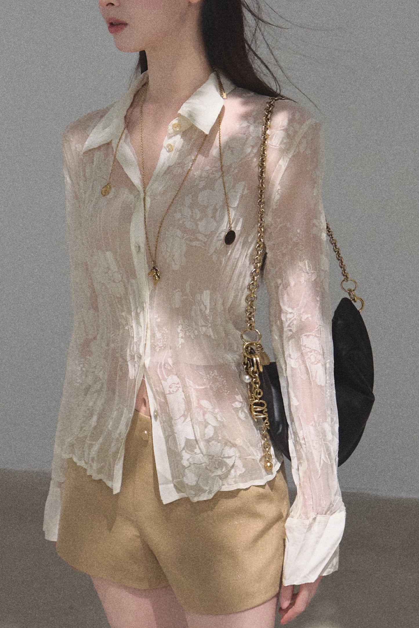 Long Sleeve Floral Burnout Shirt