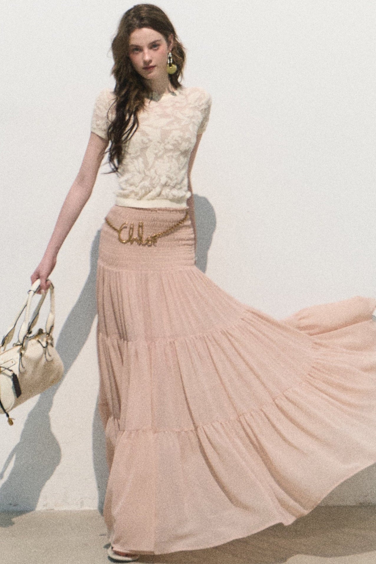 Maglia bohémien in organza lavorata a maglia