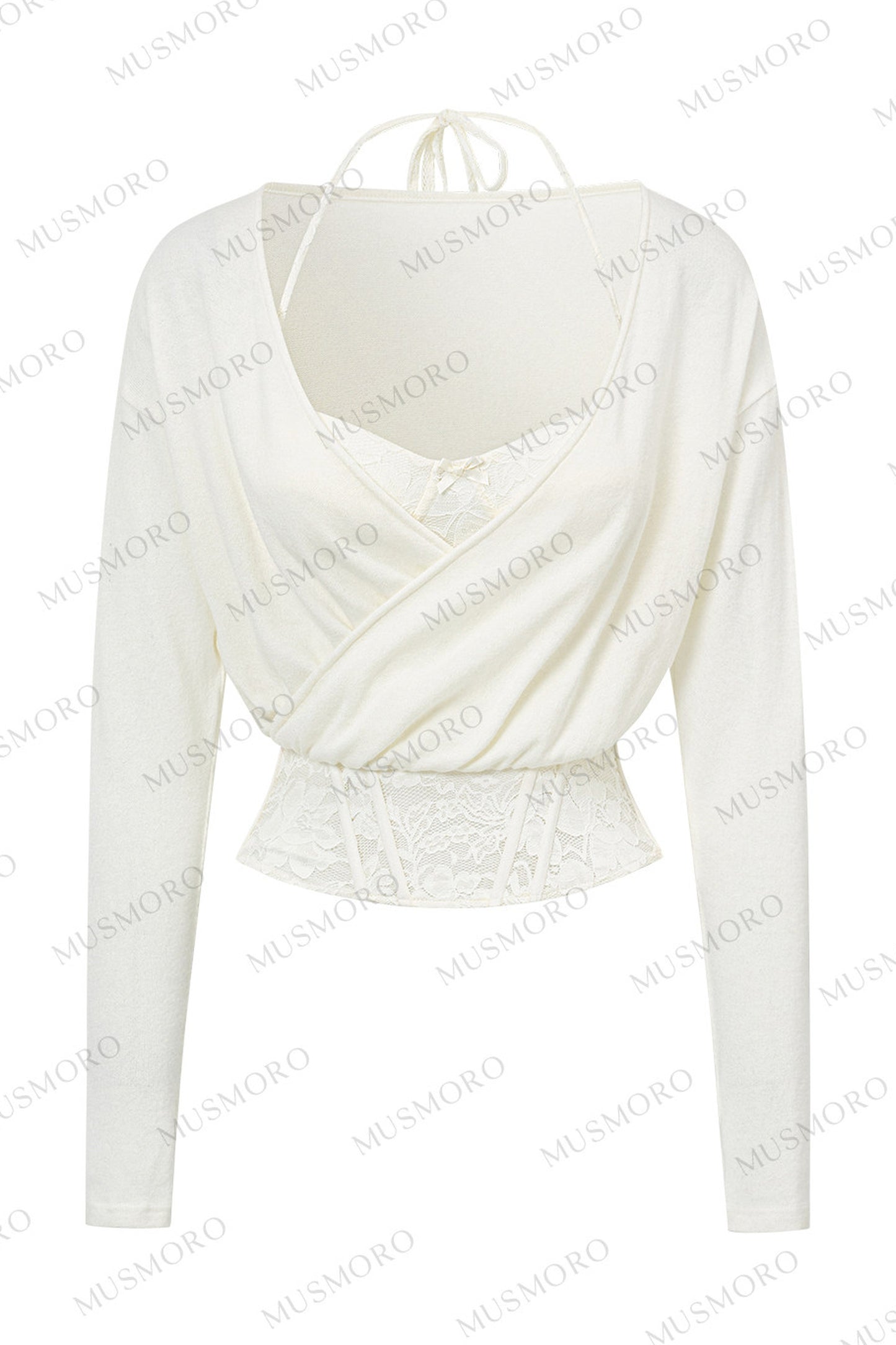 Bluse in Lagenoptik mit Fischgrätmuster aus Wollmischung
