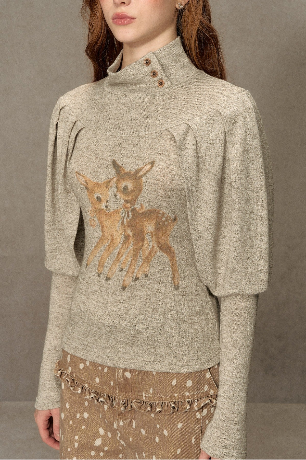 Little Deer Girl Printed Cape Blouse