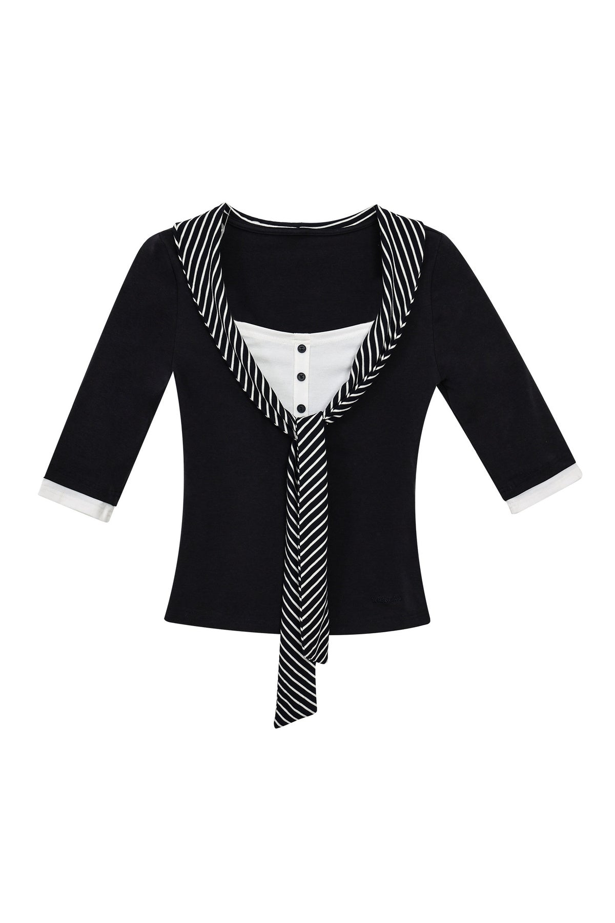 Striped Color-Block T-Shirt and Mini Skirt Set-Up