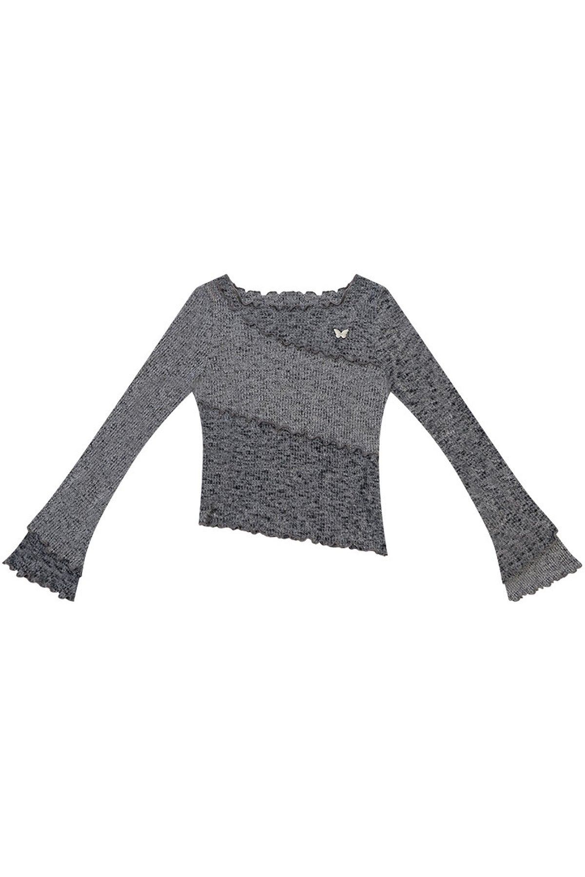 Ruffled Bell Sleeve Knit Top
