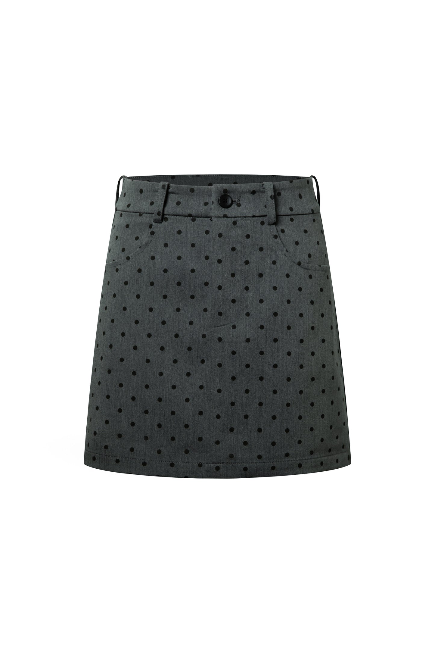 Gray Polka Dot Pullover Shirt and Half-Length Skirt Set-Up
