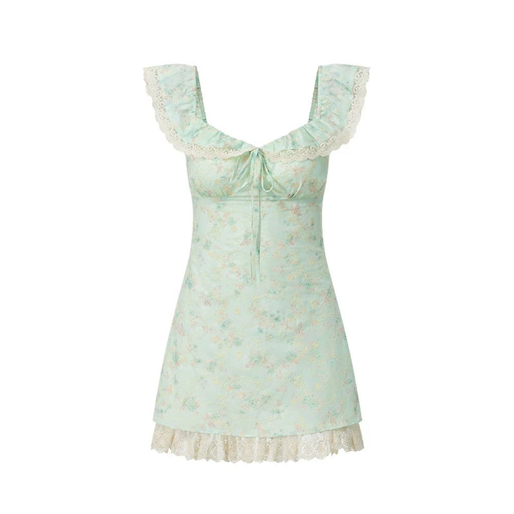 Mint Flutter Floral Dress