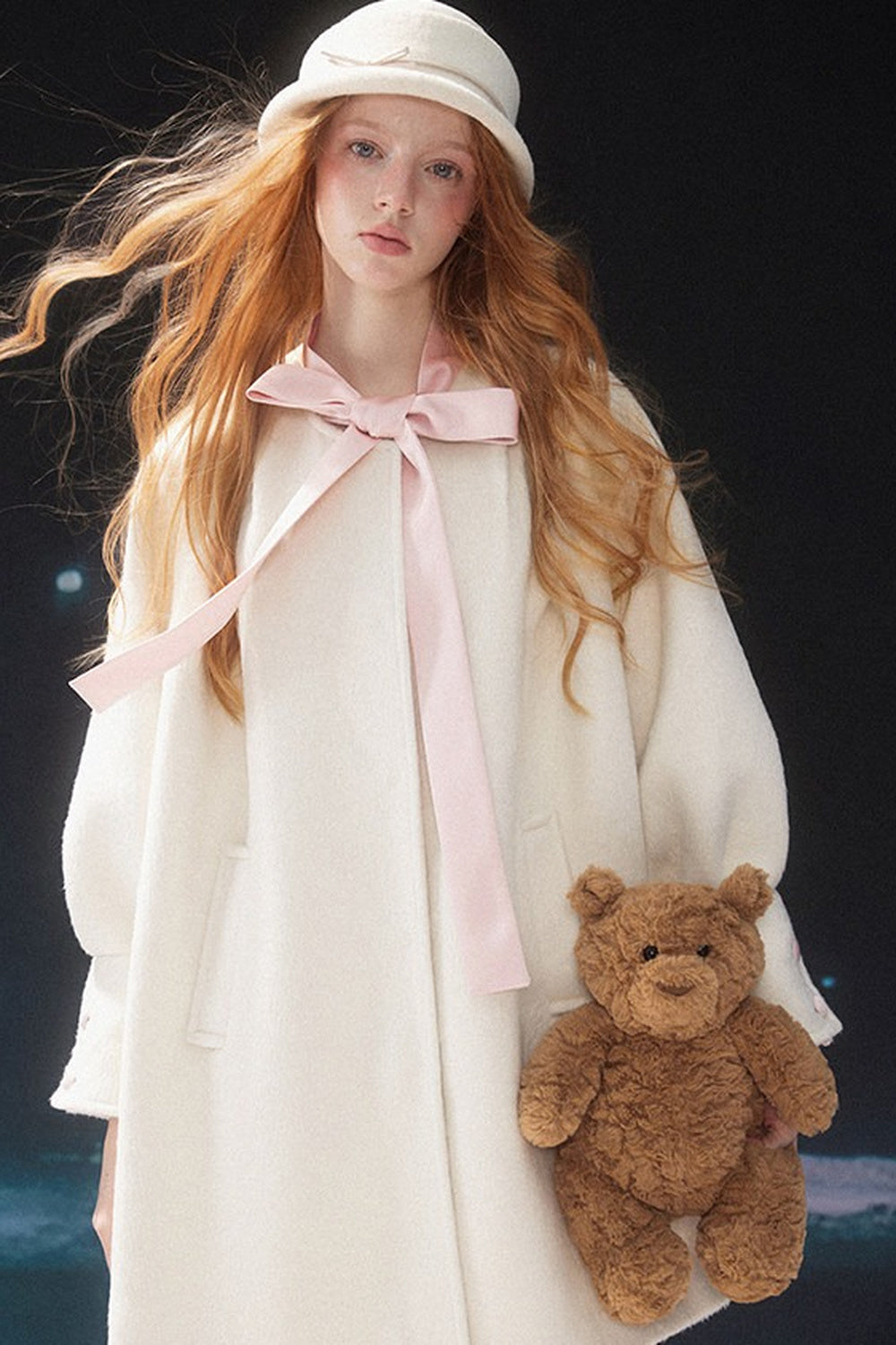 Mid-Length Bow Wool Coat