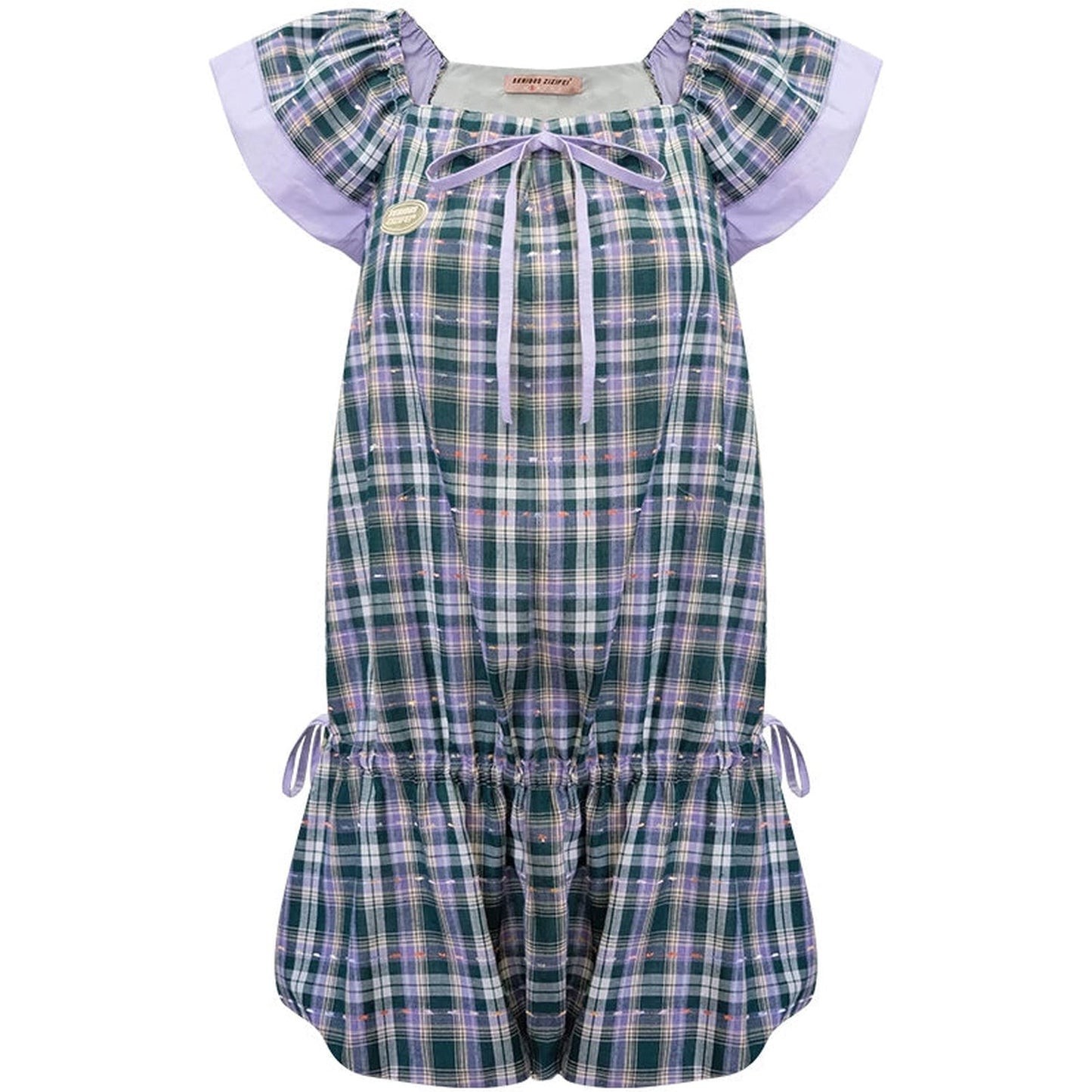 Purple Plaid Flutter Dress