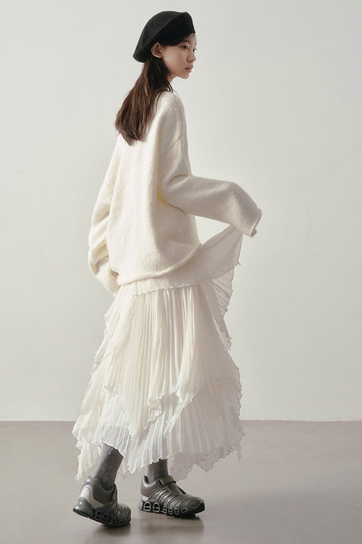 3D Textured Pleated Skirt