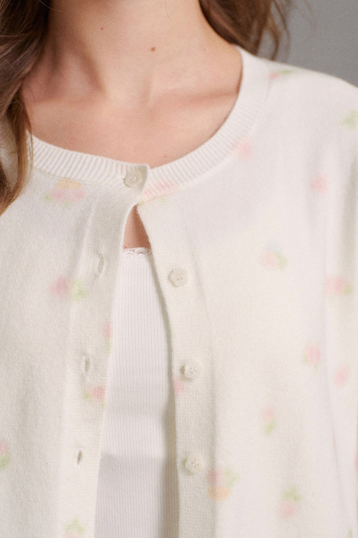 Long-Sleeved Hand-Painted Rose Cardigan