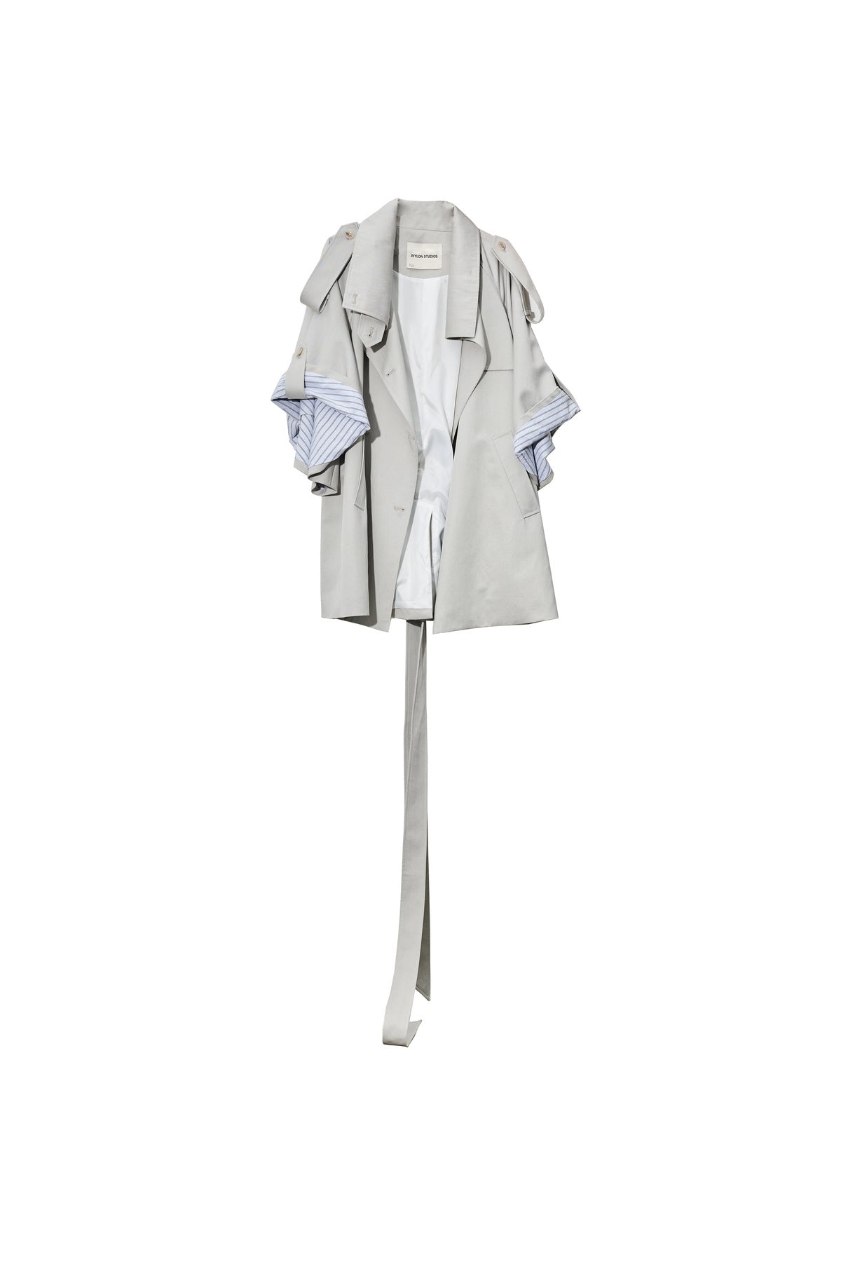 Silhouette Cape-Style Wide-Sleeve Trench Coat