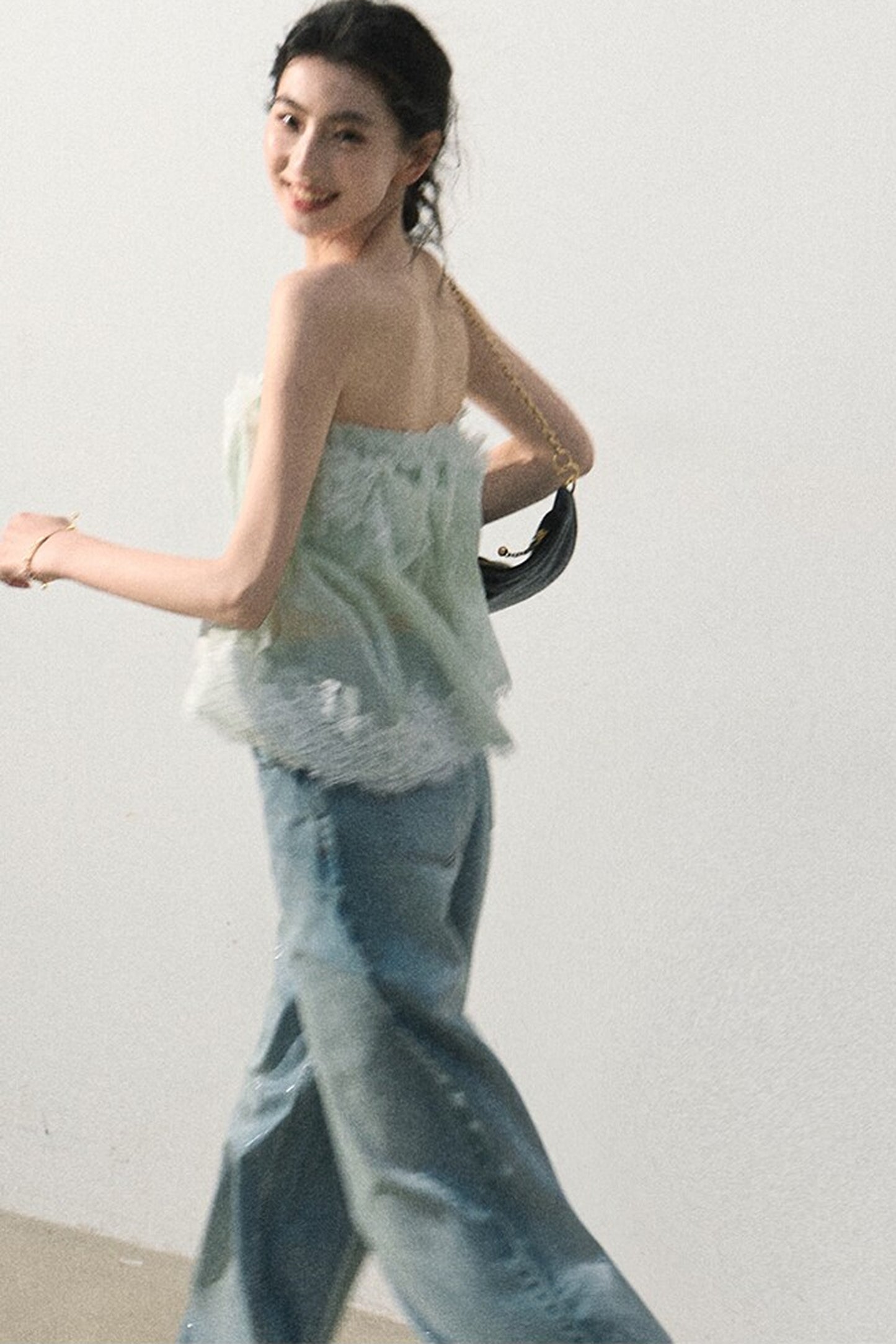 Mint Lace Off-Shoulder Top