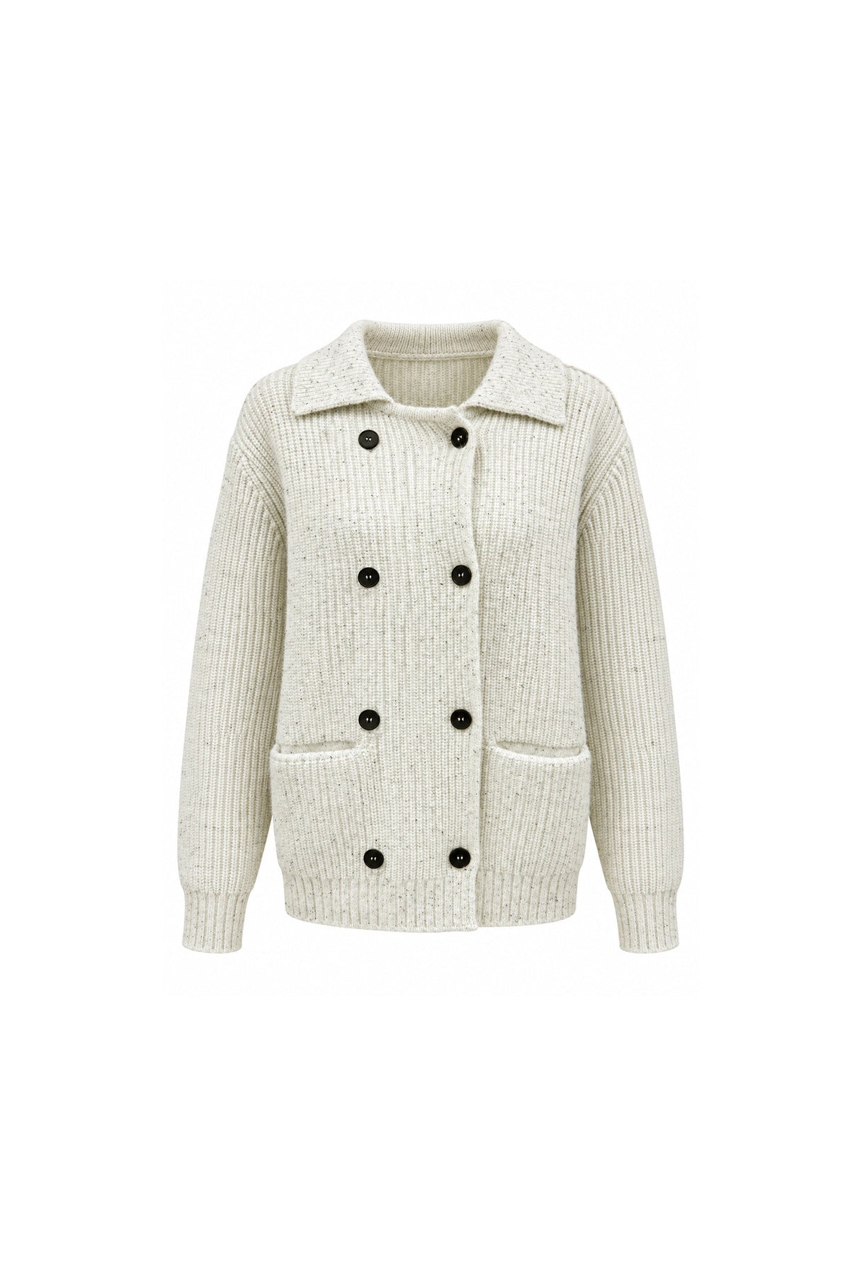 Gray Knit Cardigan With Trousers Set-Up