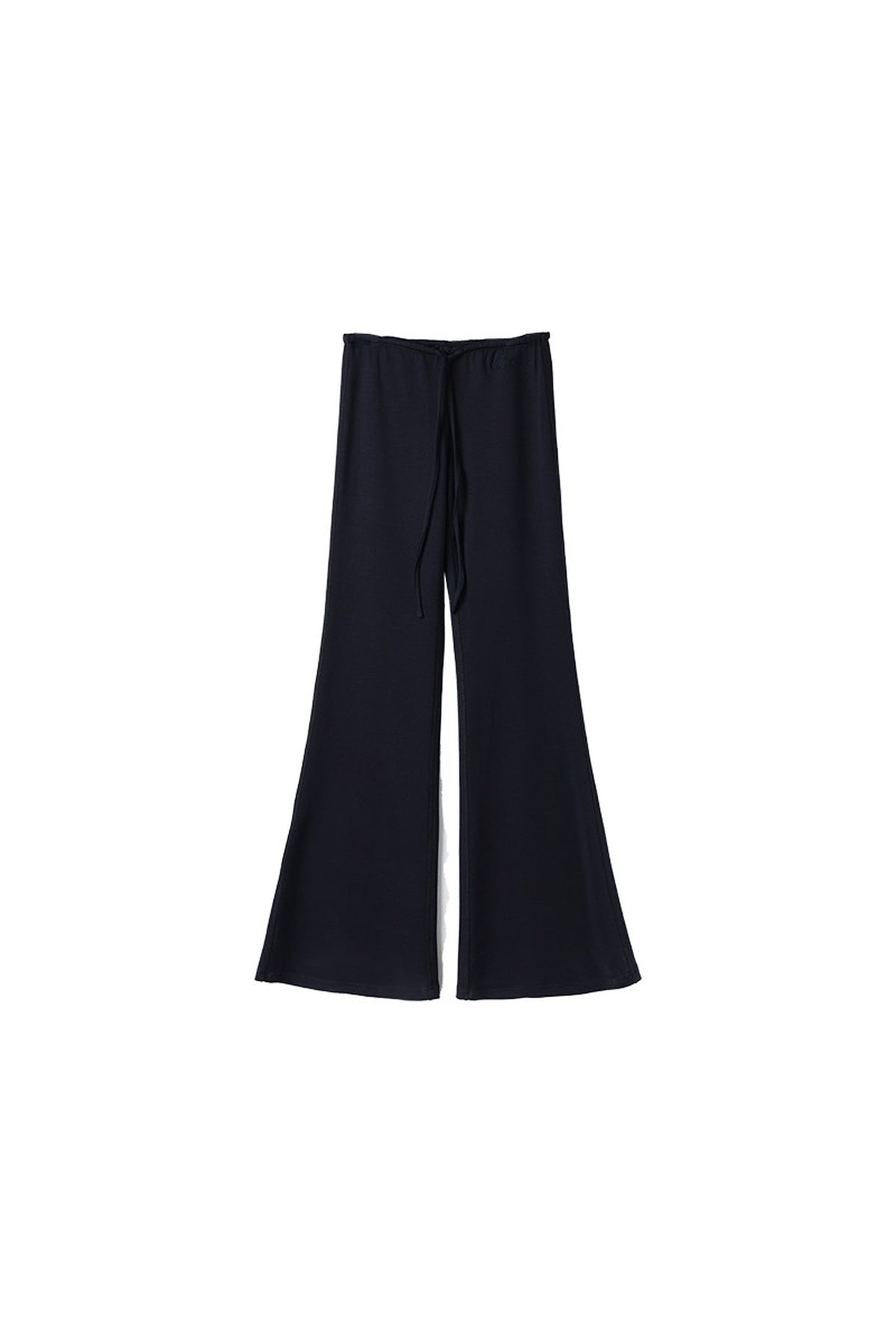 High-Waisted Drawstring Draped Knit Flared Pants