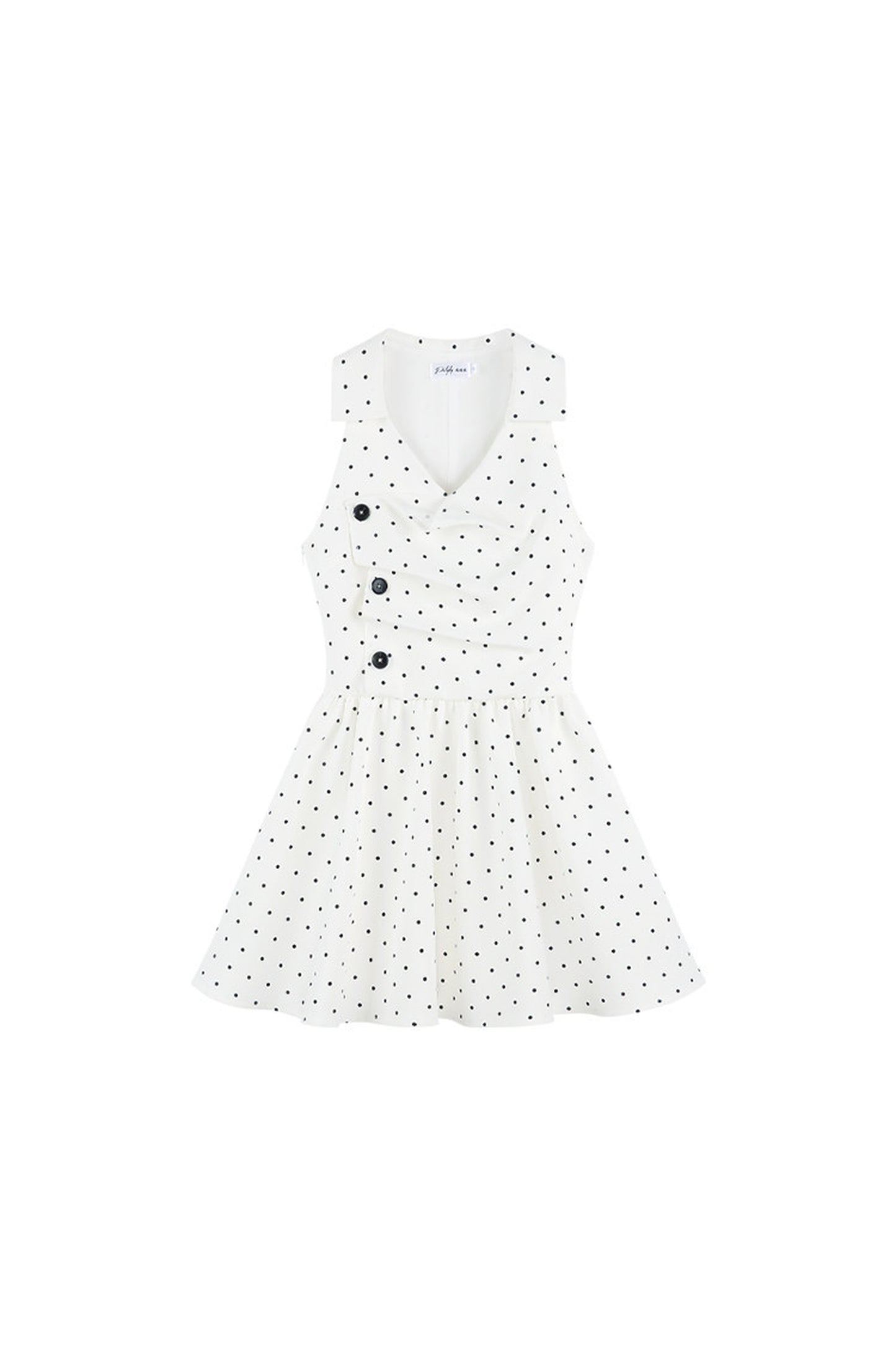 Weißes V-Ausschnitt-Kleid mit Polka Dots