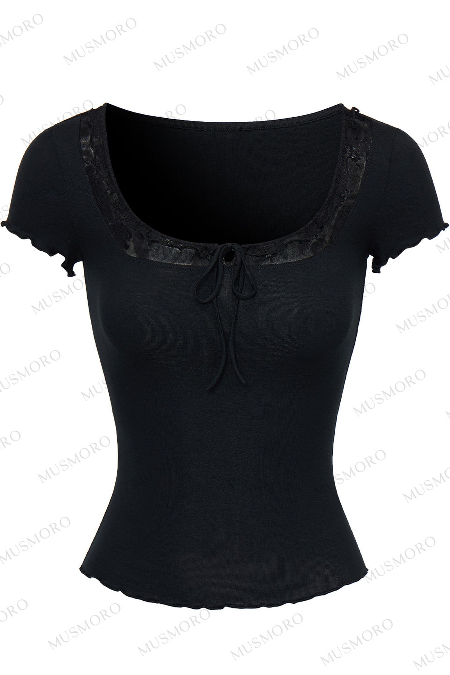 Lace Ruffle Short Sleeve Top
