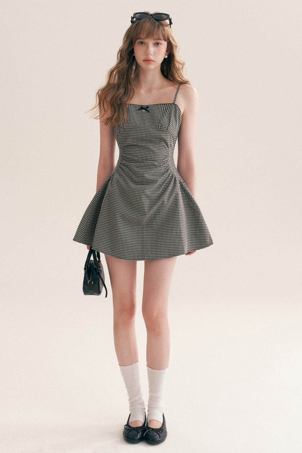 Black White Check Dress and Cardigan Set-Up
