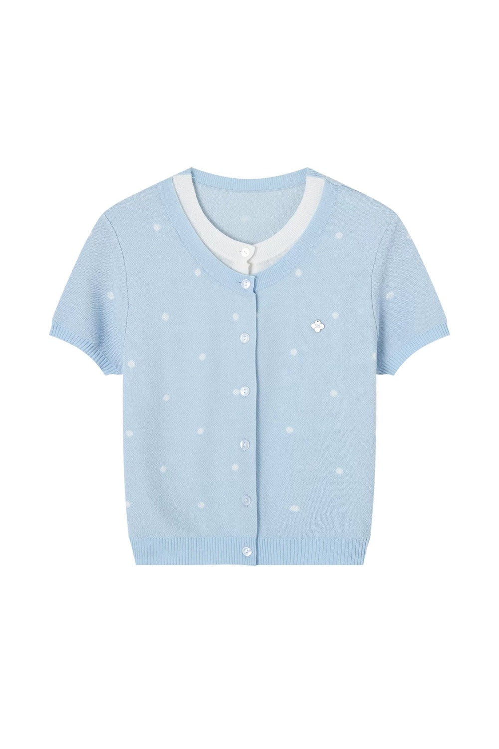Kurzärmliges Stricktop mit Polka-Dots