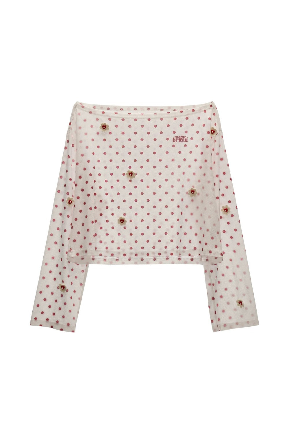 White Long Sleeve Button Polka Dot Blouse