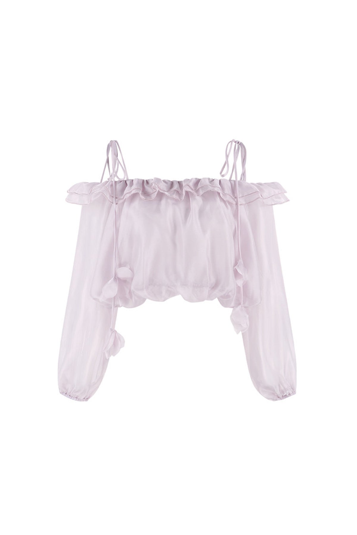 Ruffled One-Shoulder Chiffon Blouse
