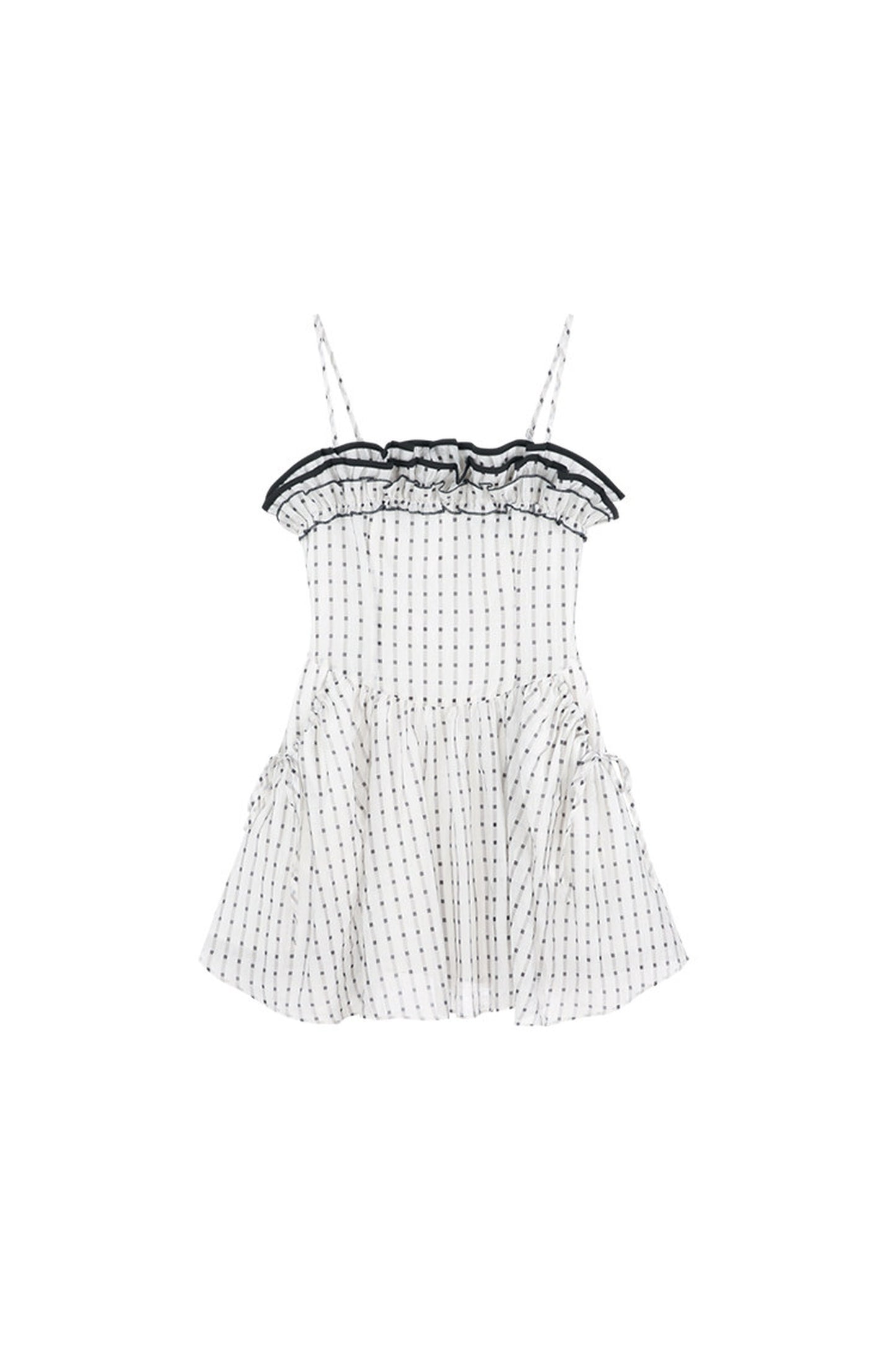 Petite Ruffled Plaid Chiffon Camisole Dress Set-Up