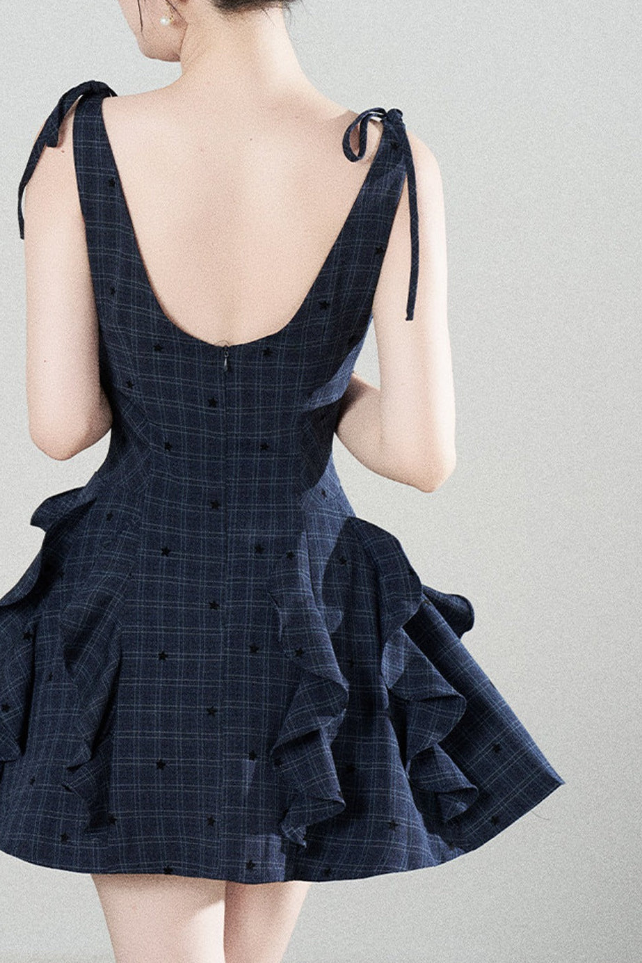 Plaid Ruffle Sleeveless Dress
