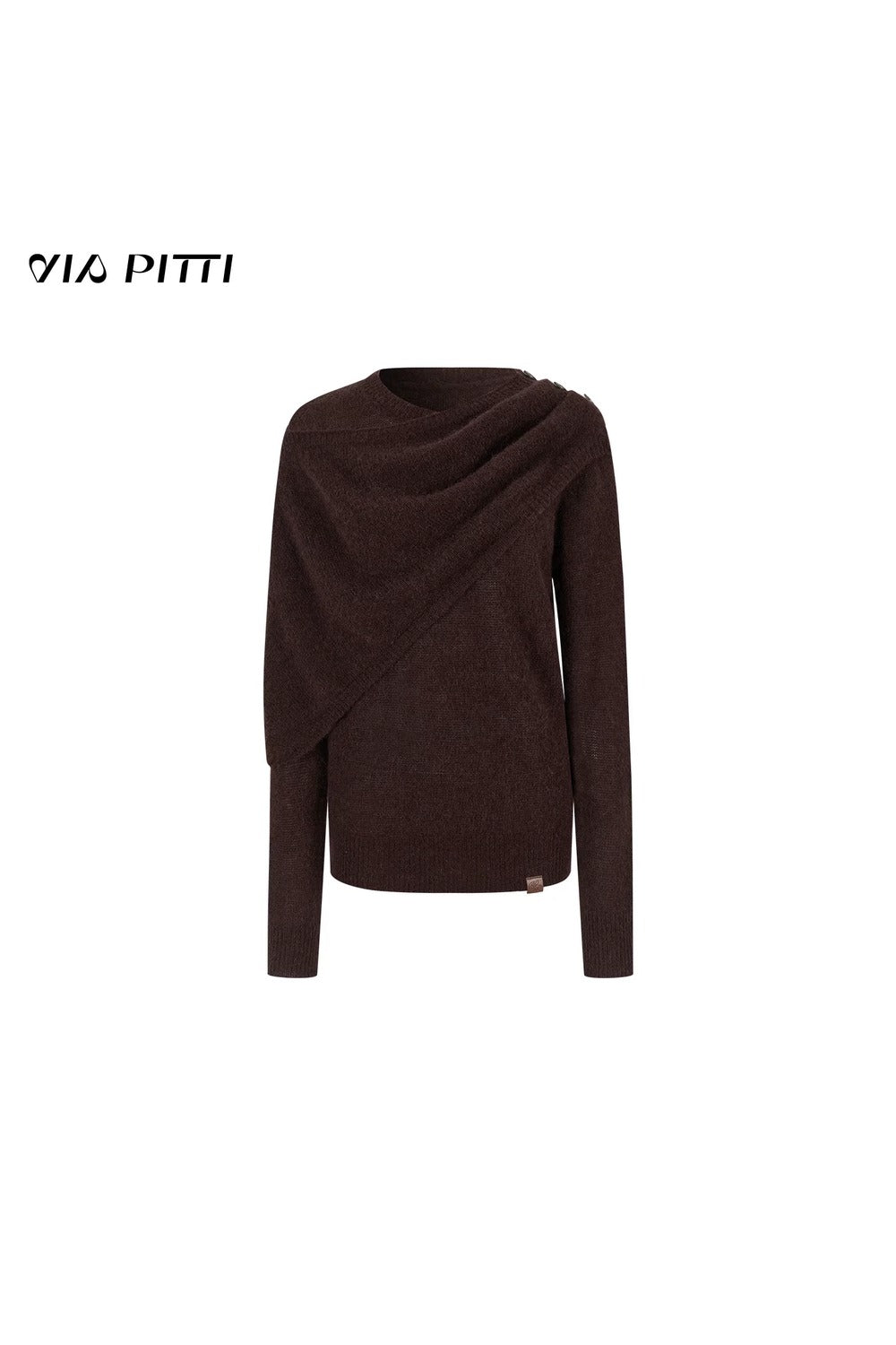 Unregelmäßiger Wollpullover mit Schalkragen