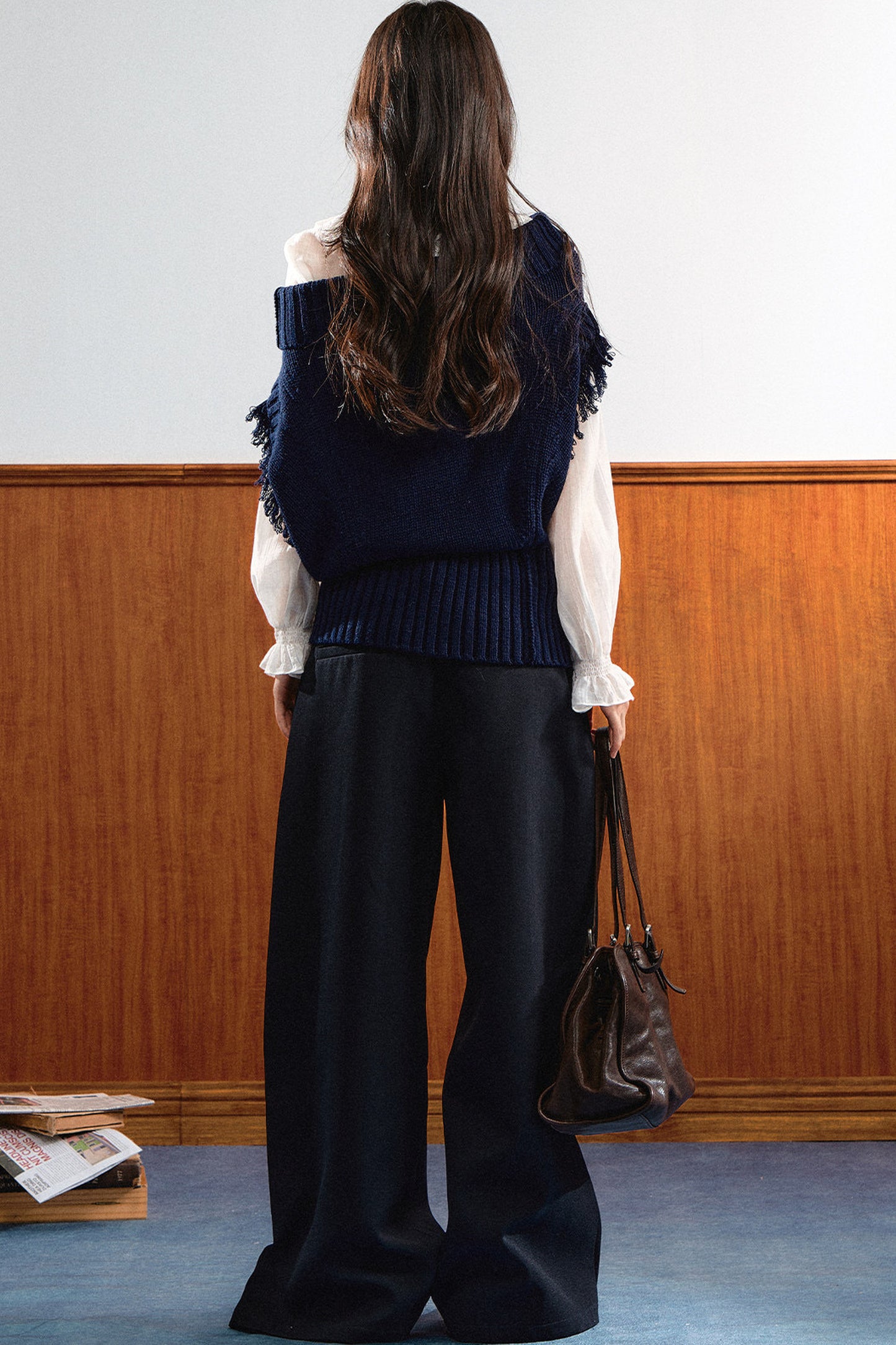 Slanted Shoulder Knitted Vest