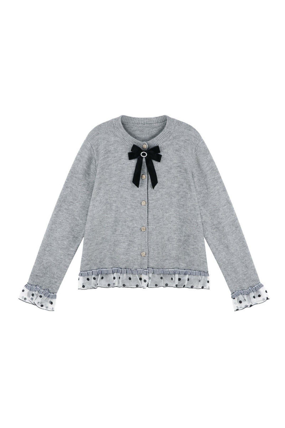 Gray Mesh Spliced Cardigan