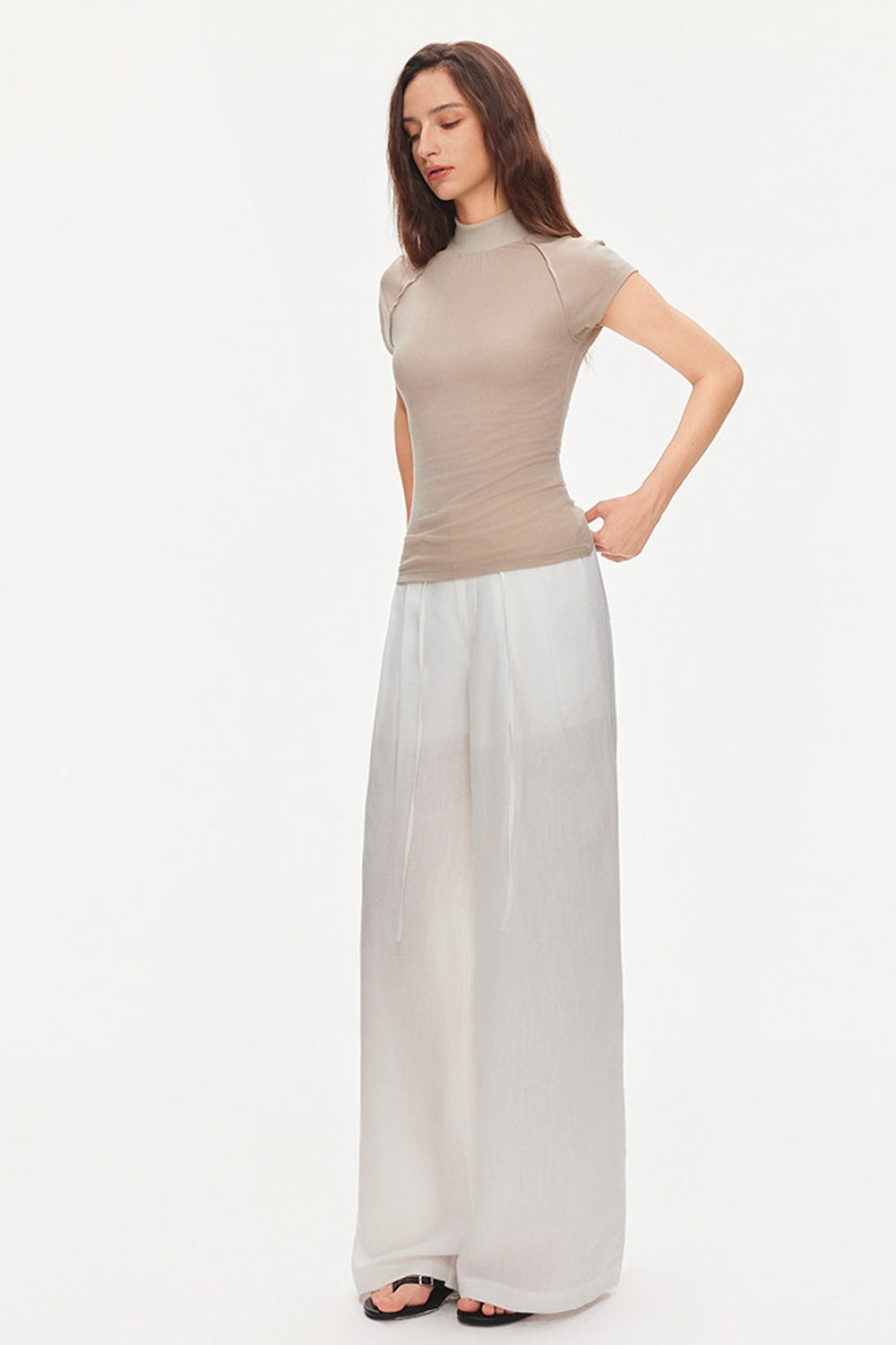 Bluse mit Flatterärmeln und Raffungen aus Lyocell-Seidenmischung
