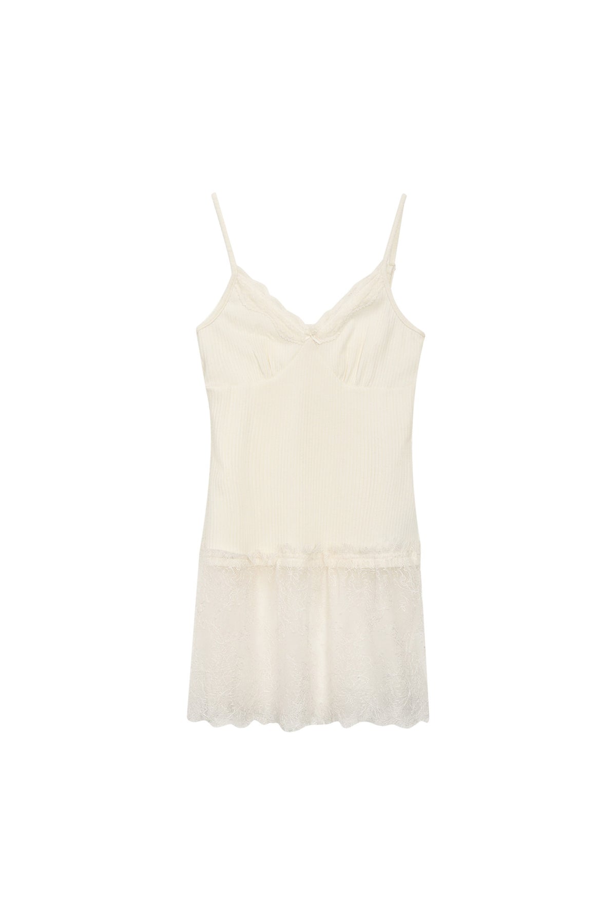 Knit Top with Lace Hem, Camisole and Pants Set-Up