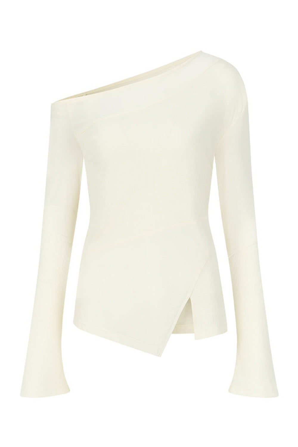 Asymmetrical Sheer Long Sleeve Top