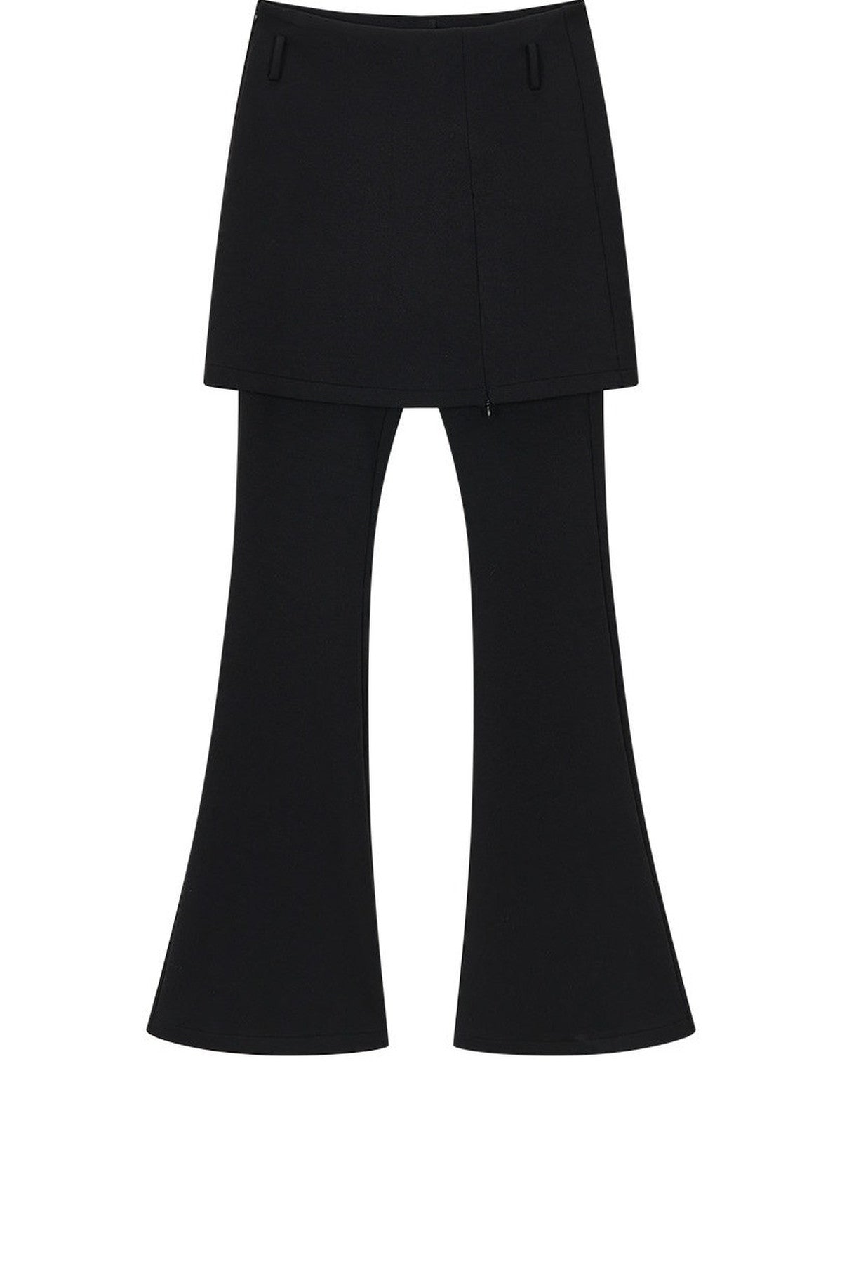 Layered-Look Slit Skirt-Style Flared Pants