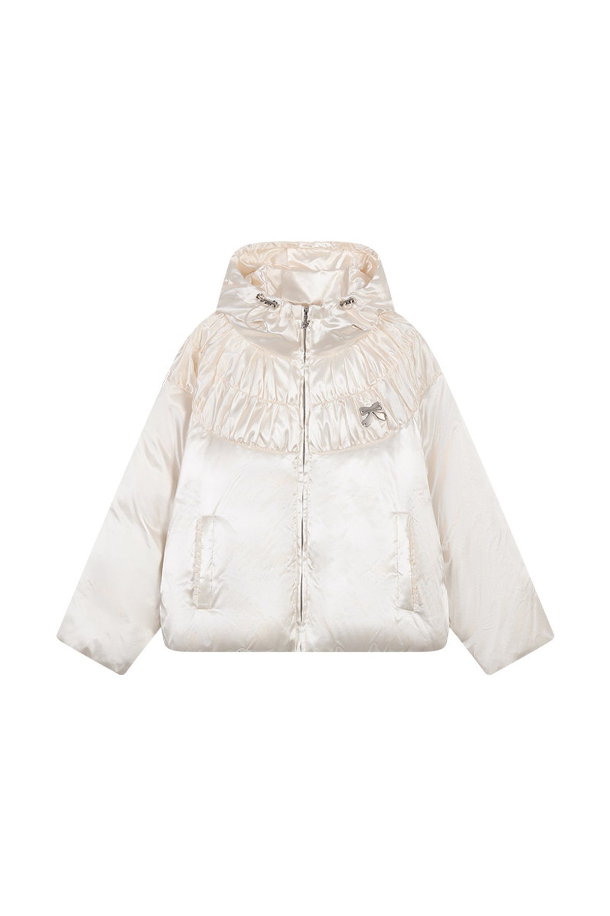 Silk Texture Pleated Puffer Jacket