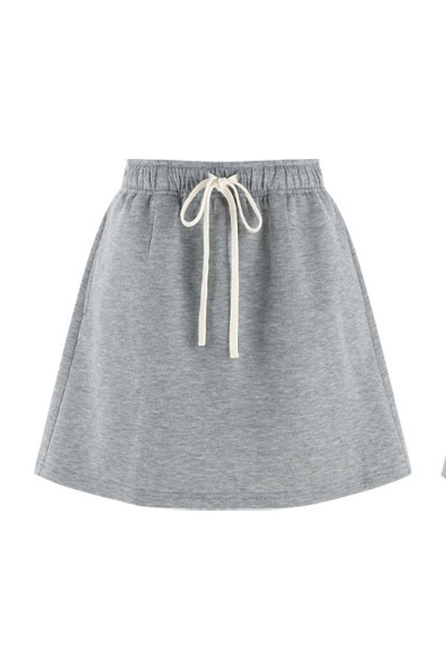 Gray Doll Collar Short-Sleeve Top and Skirt Set-Up
