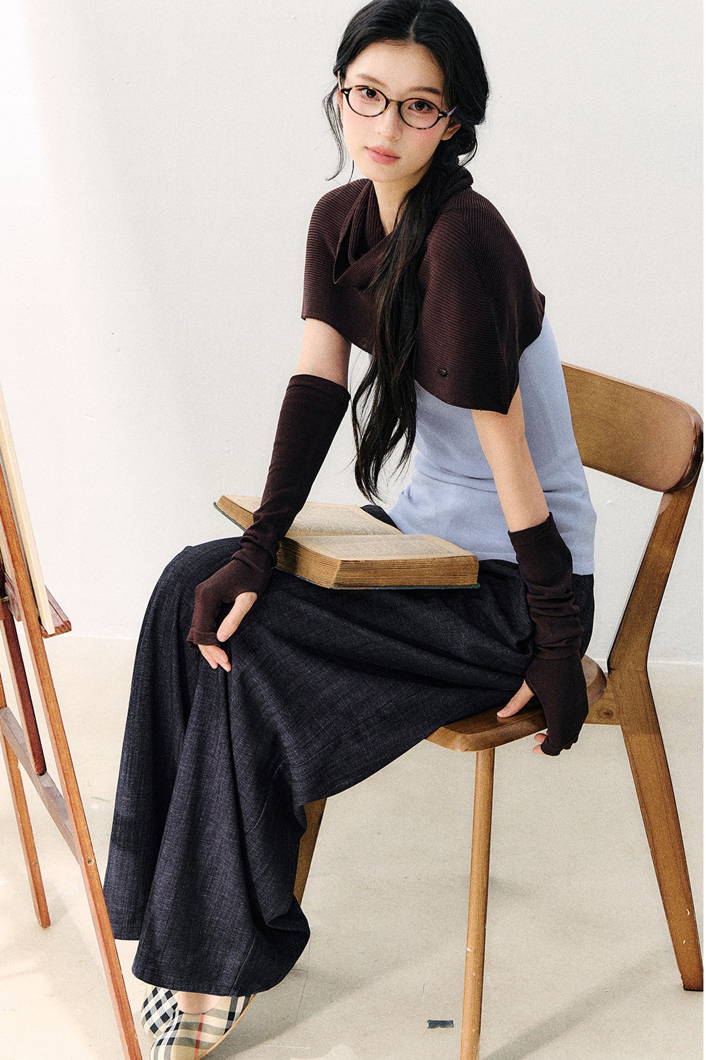 Detachable Shawl Knit Top Set-Up