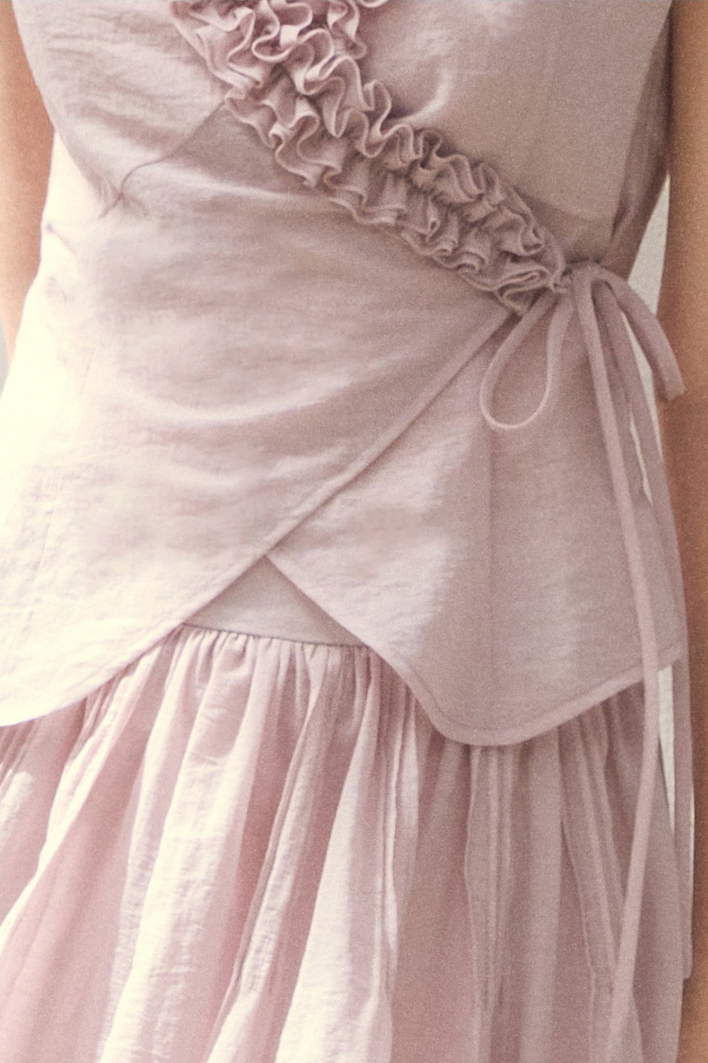 Ruffle Wrap Top and Tiered Skirt Set