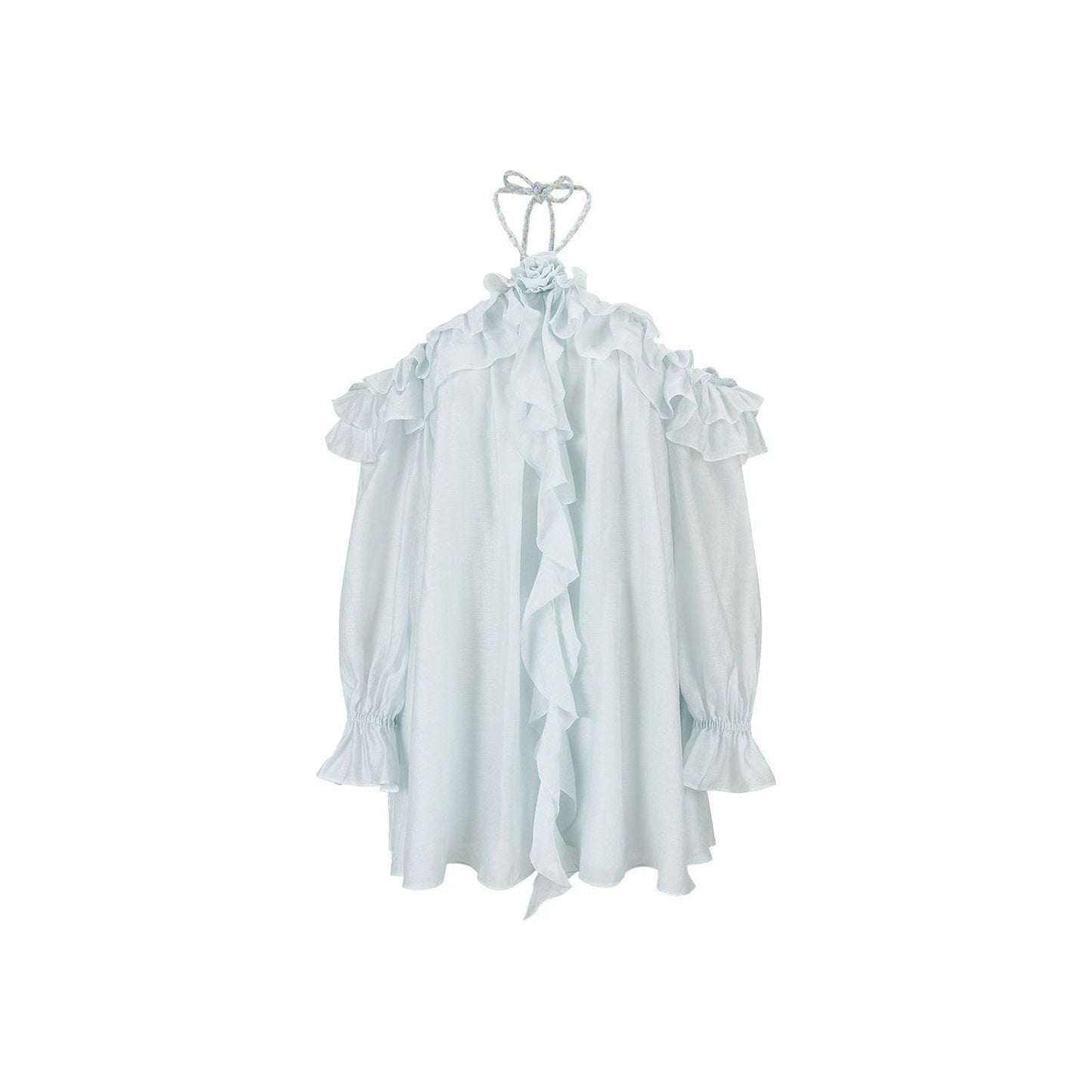 Flowing Ruffled Halter Dress