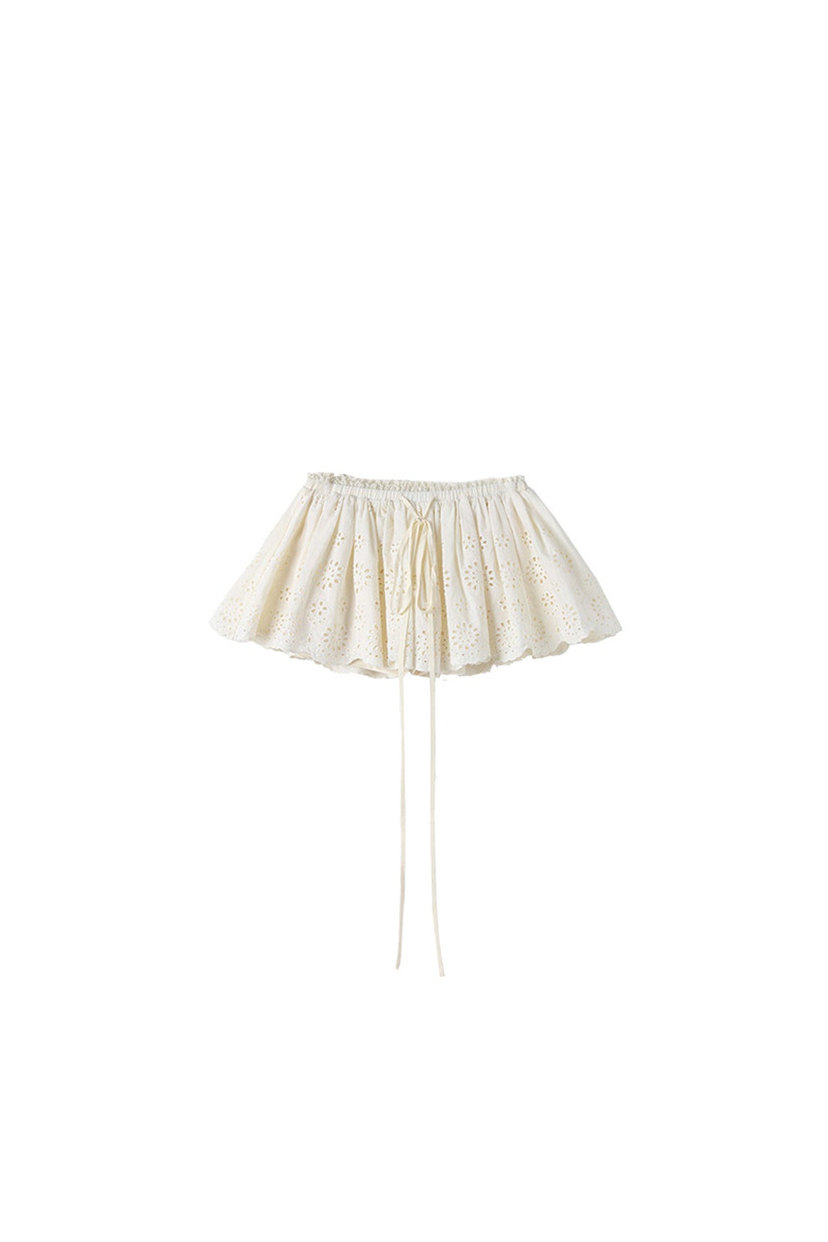 Milky White Hollow Lace Skirt