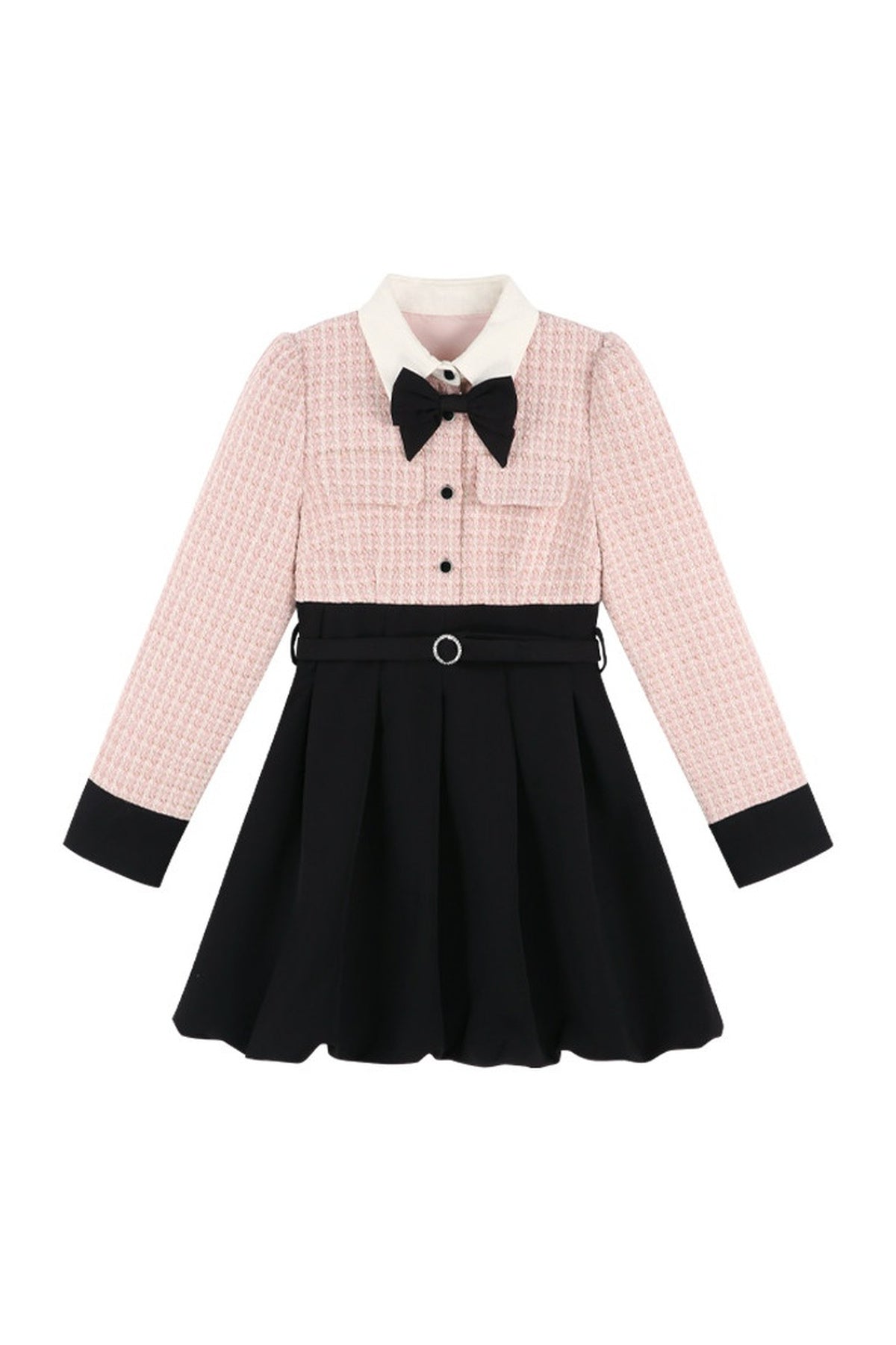 Layered-Look Wool Floral Dress
