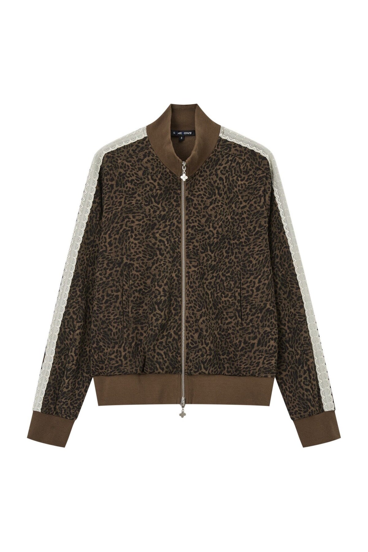 Leopard Print Zip Stand Collar Cardigan
