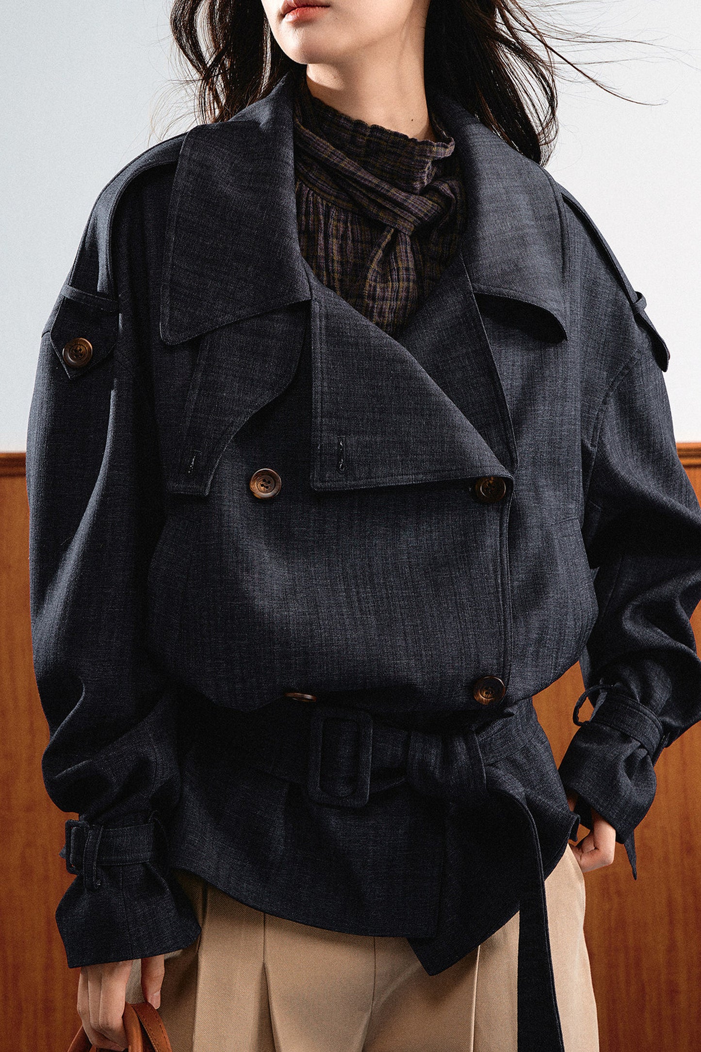 Retro Denim Trench Coat