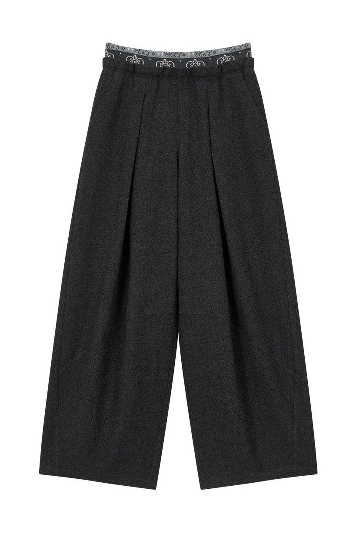 Wool Jacquard Wide-Leg Trousers