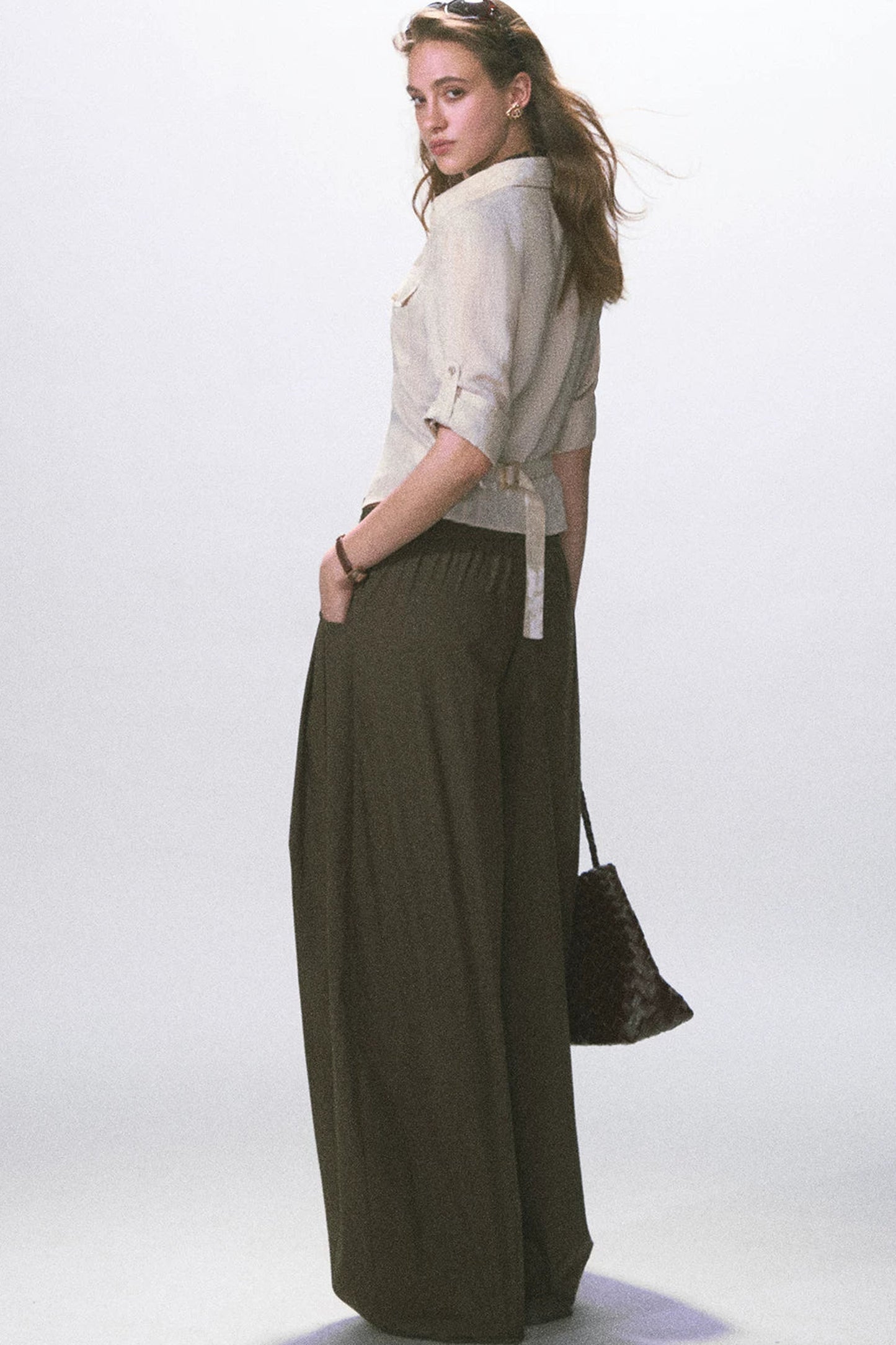 Linen Waist-Cinching Blouse