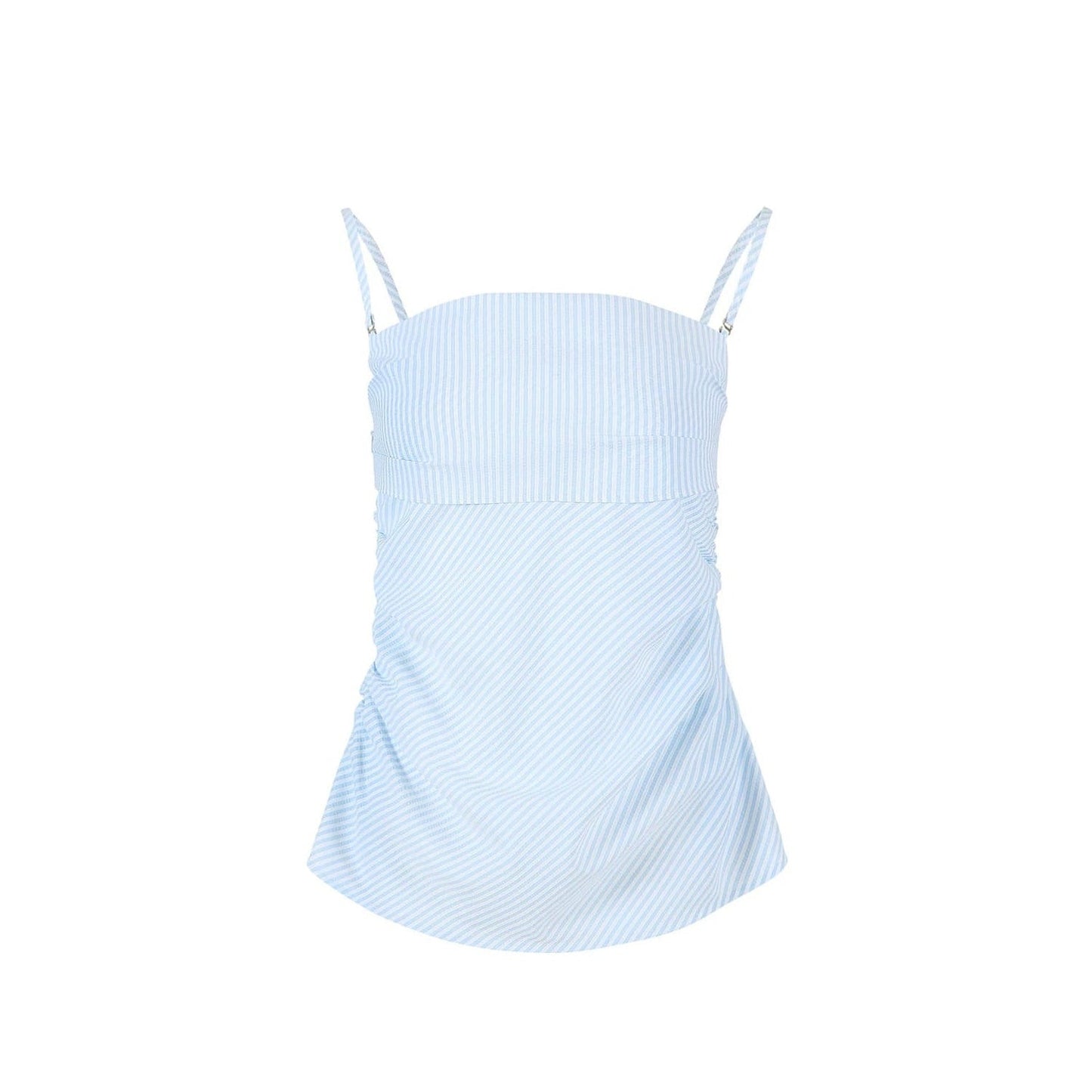 Camisola sin tirantes fruncida de rayas Fano