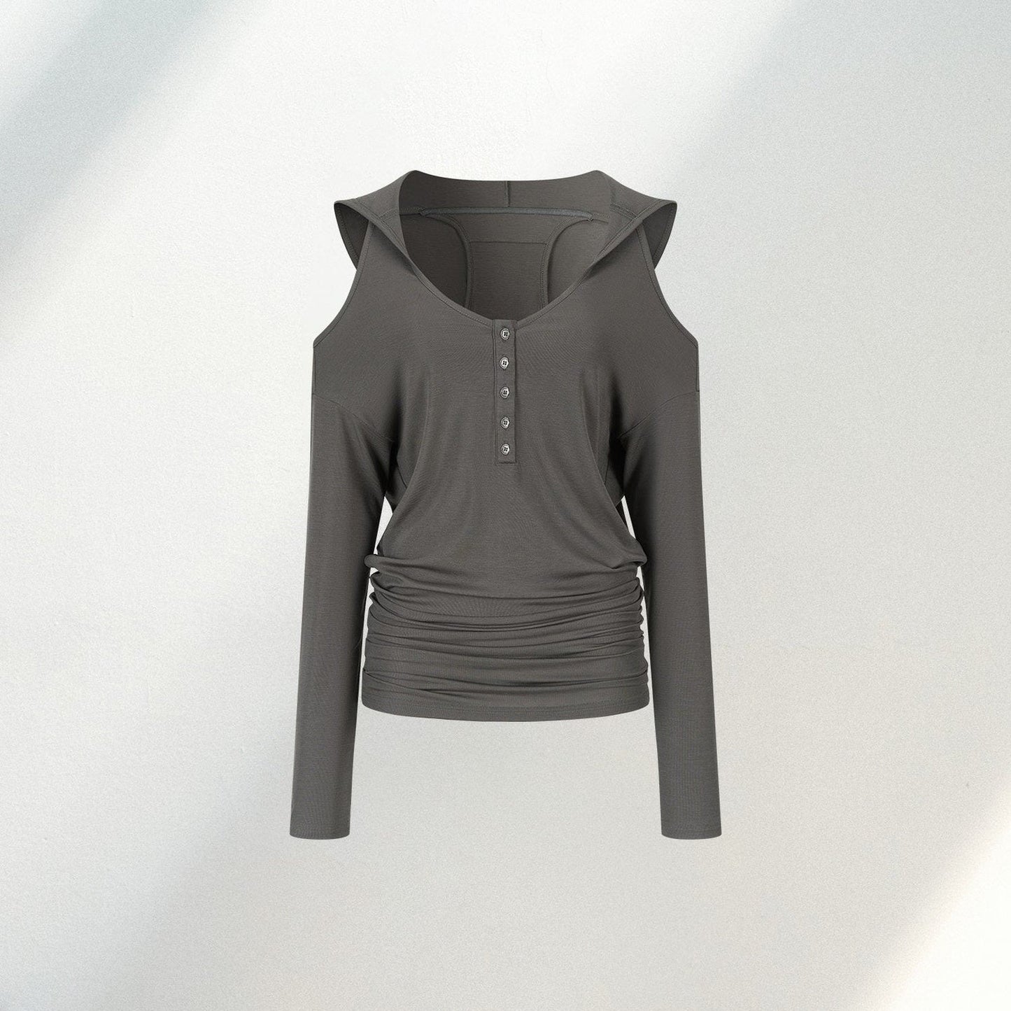 Off-Shoulder Lyocell Hooded Top