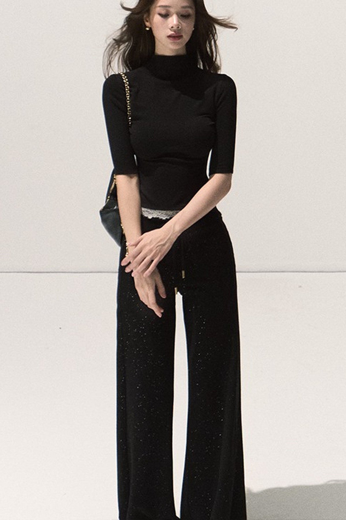 Wool Half-High Collar Knit Top