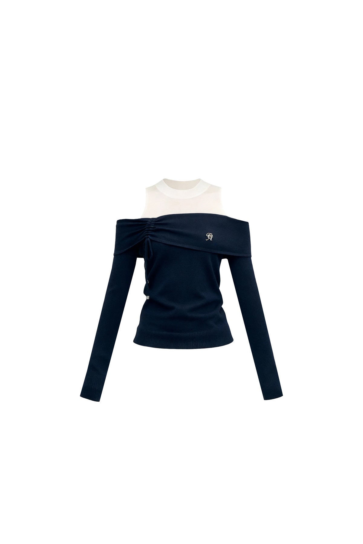 Off-Shoulder Contrasting Color Knit Top