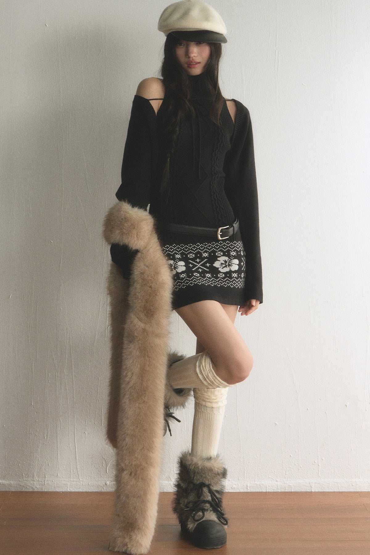 Fair Isle Knit Halter Vest and Bodycon Skirt Set