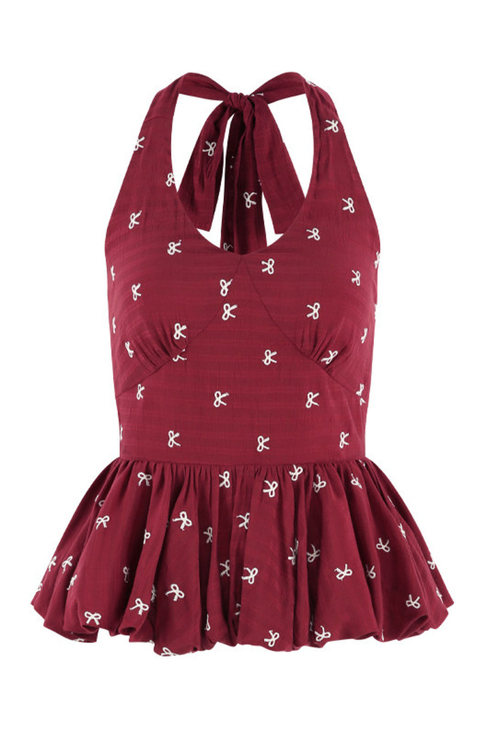 Red Halter Peplum Top