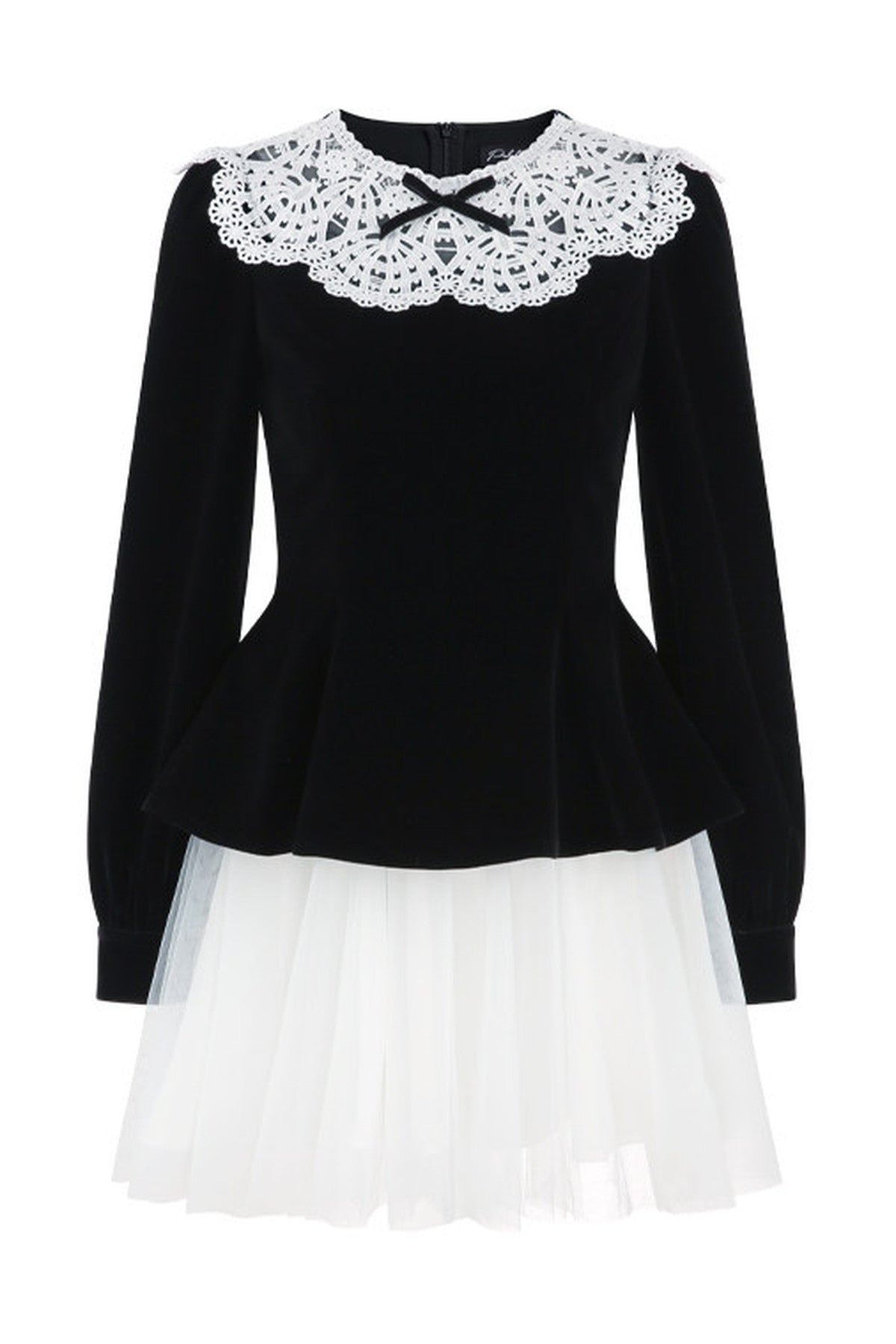Black Velvet Lace Mesh Dress