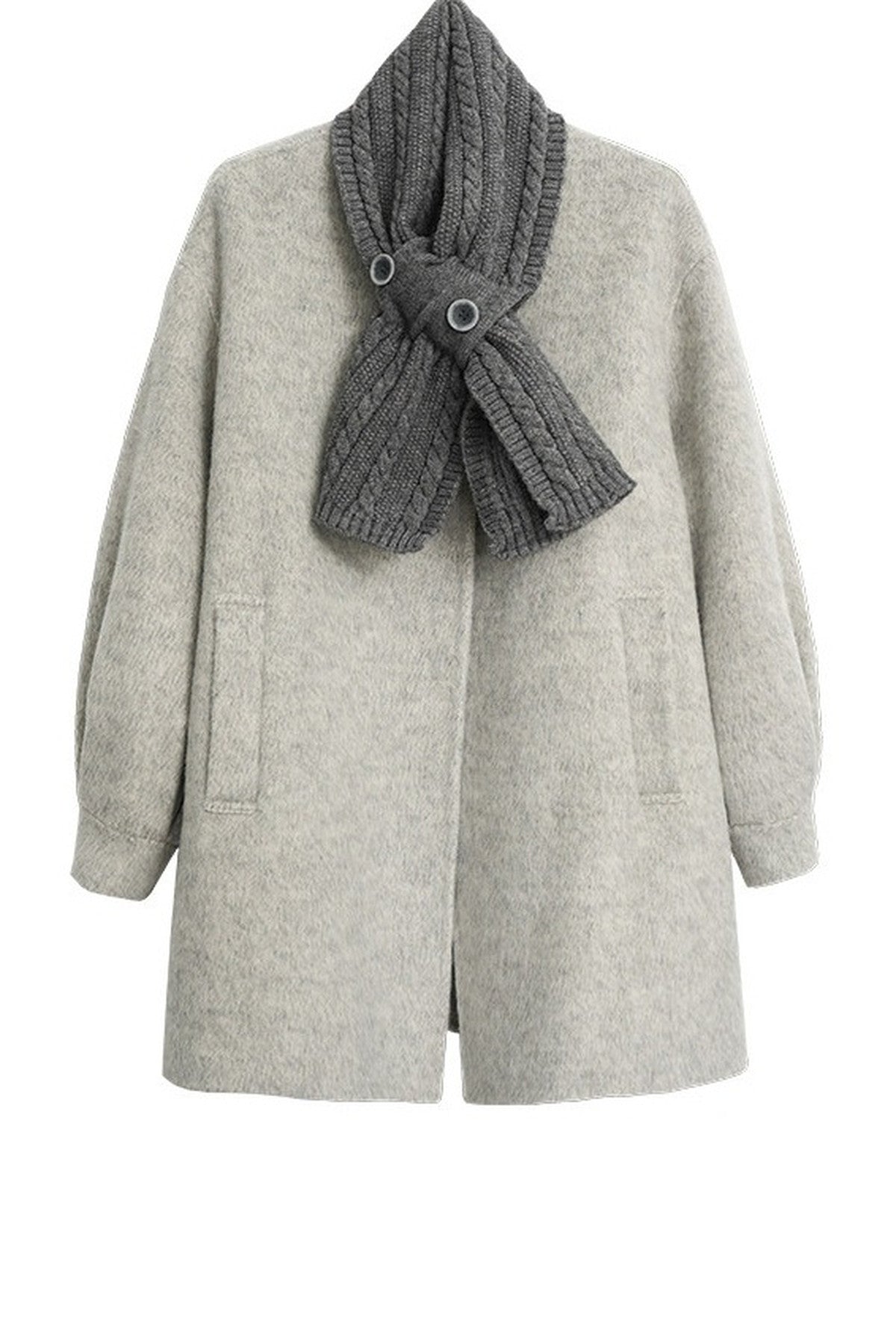 Scarf Collar Double-Sided Wool Coat